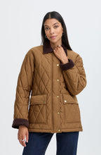 Sepia Quilted Jacket With Corduroy Trim