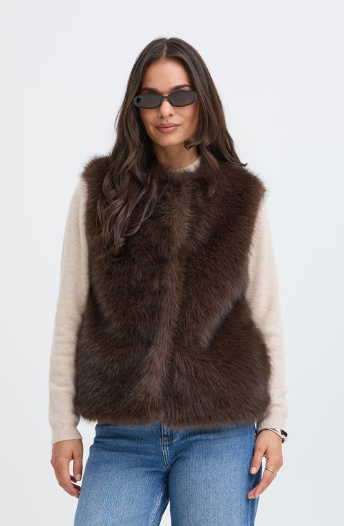 Java Melange Faux Fur Waistcoat