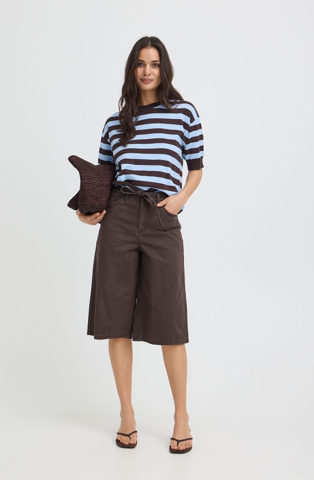 Java Brown Long Length Jean Shorts