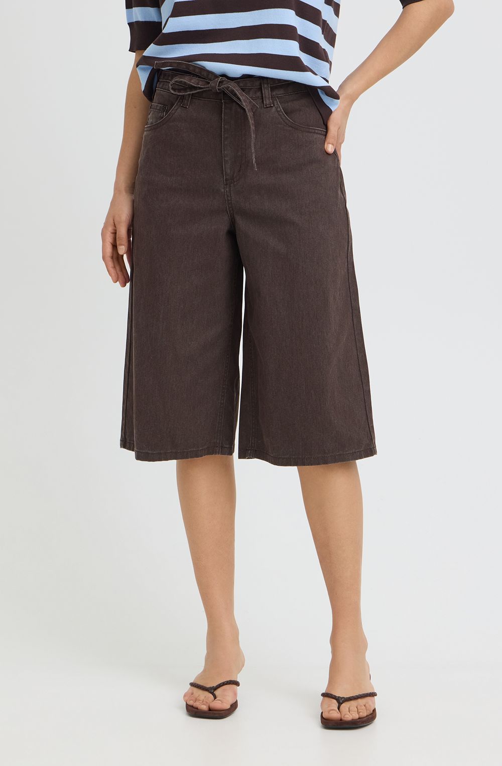 Java Brown Long Length Jean Shorts