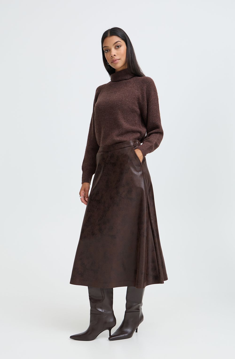 Java Faux Leather A-Line Skirt