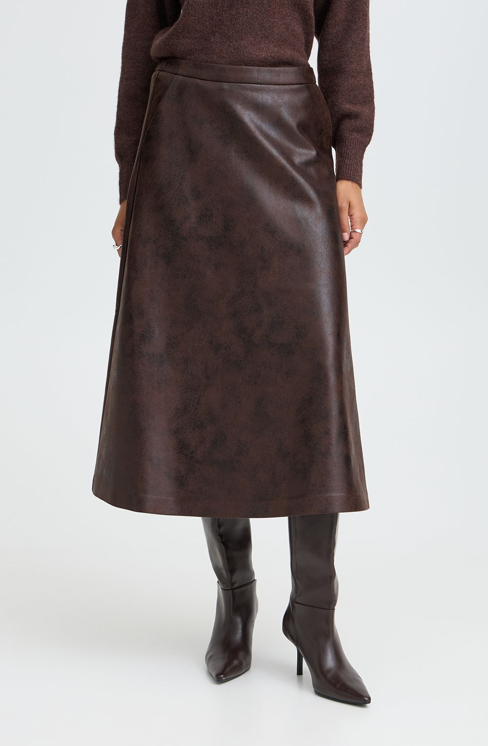 Java Faux Leather A-Line Skirt