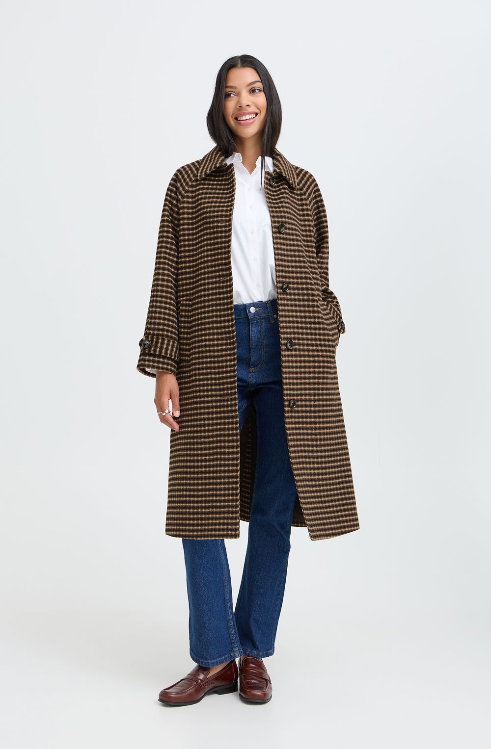 Olive Night Checked Coat