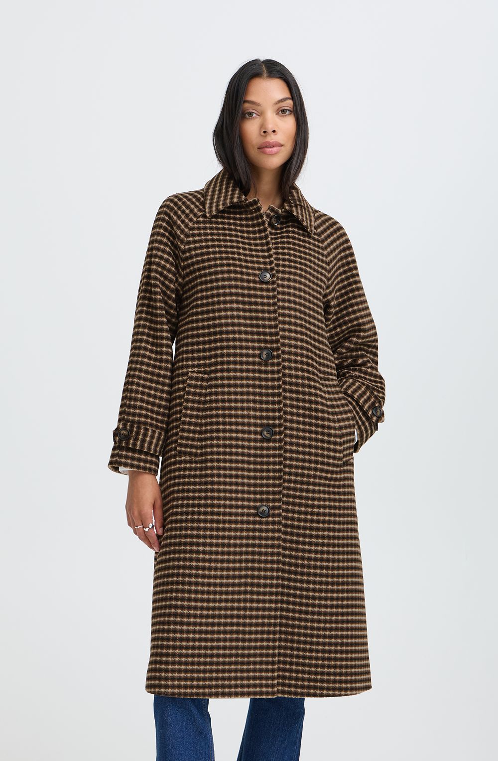 Olive Night Checked Coat