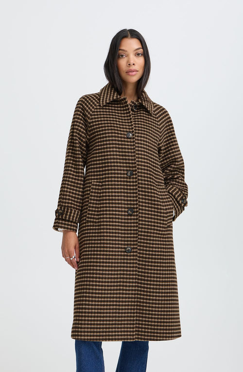 Olive Night Checked Coat