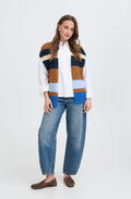 Sepia Stripe Design Oversized Waistcoat