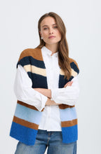 Sepia Stripe Design Oversized Waistcoat