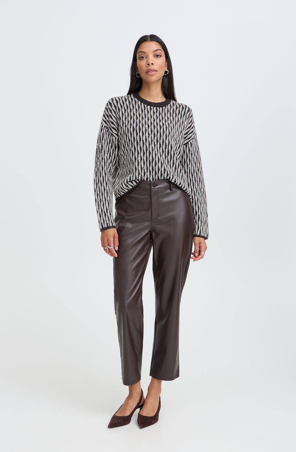 Java Brown Distorted Stripe Jumper