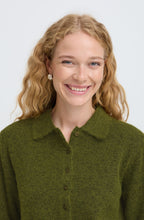 Avocado Melange Collared Cardigan