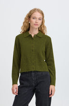 Avocado Melange Collared Cardigan