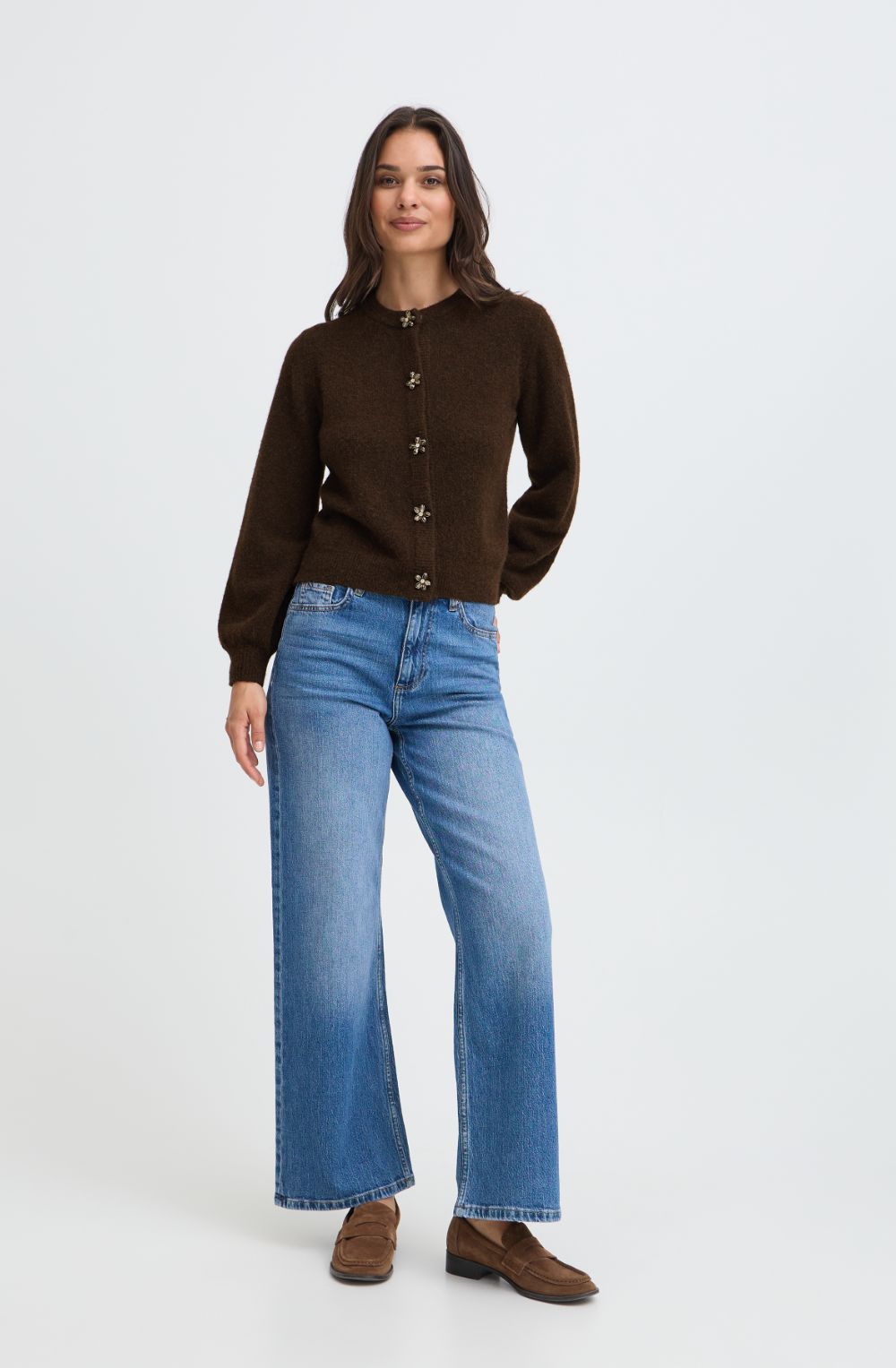 Java Melange Jewelled Button Cardigan