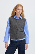 Dark Grey Melange Decorative Button Waistcoat