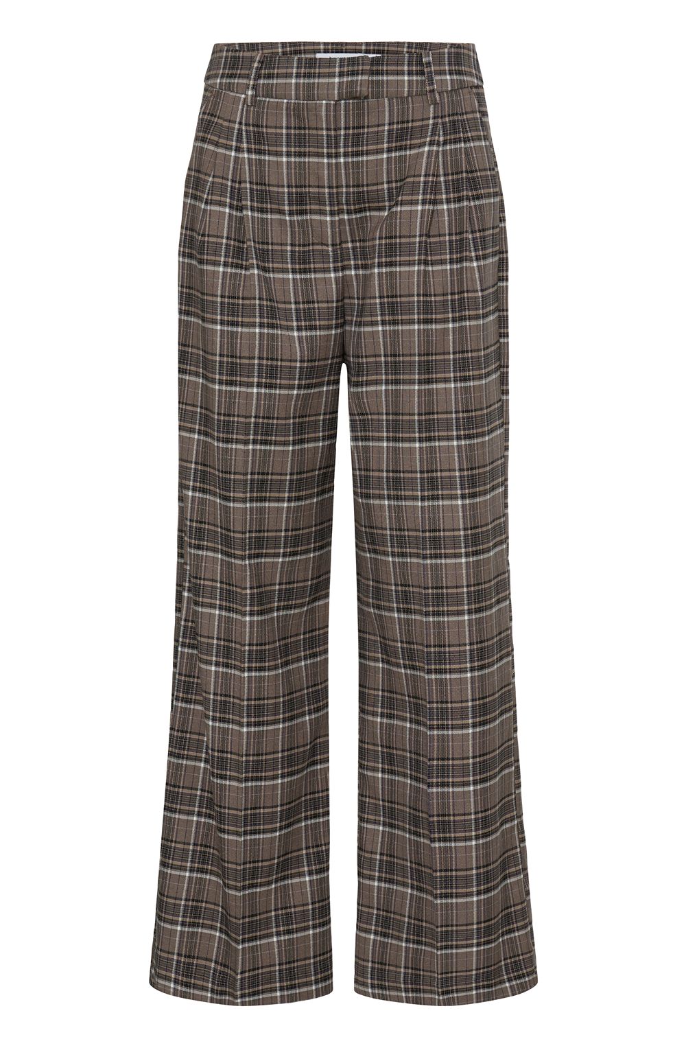 Sepia Check Wide Leg Trousers