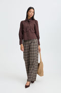 Sepia Check Wide Leg Trousers