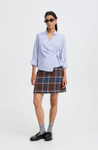 Chambray Blue Pinstripe Wrap Shirt