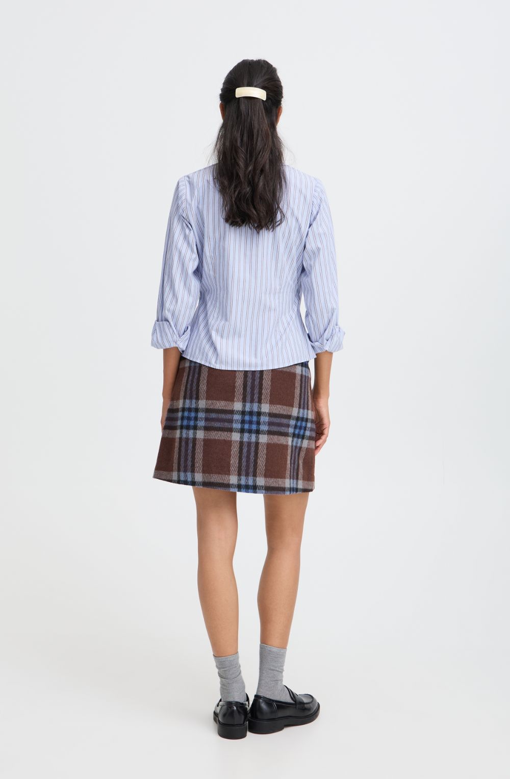 Chambray Blue Pinstripe Wrap Shirt