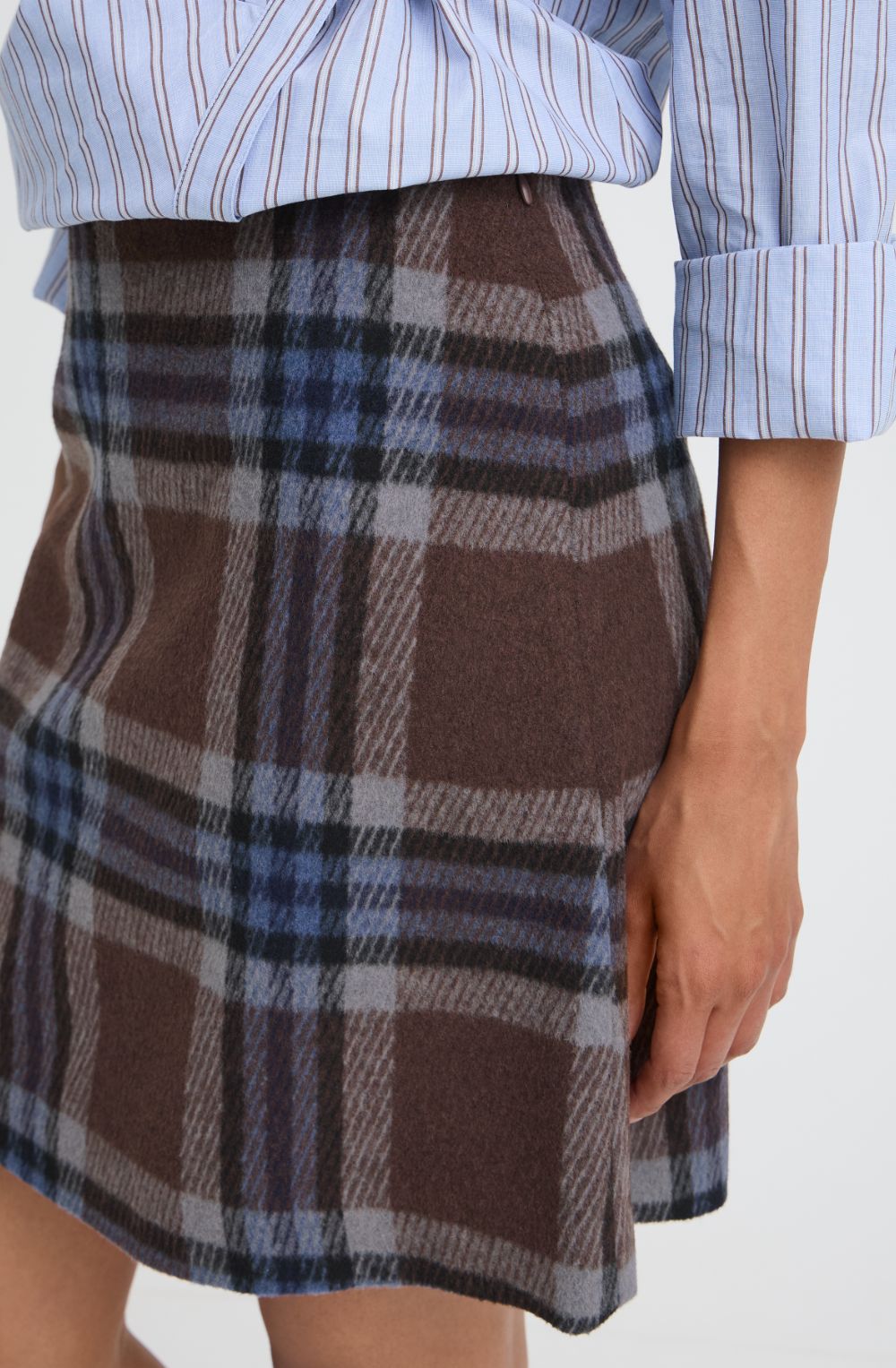 Potting Blue & Brown Check Skirt
