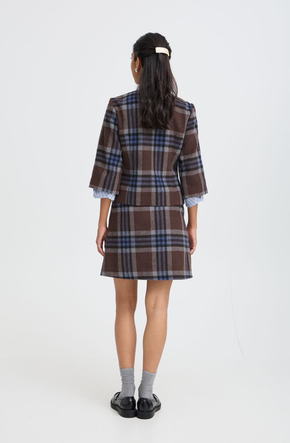 Potting Blue & Brown Check Skirt