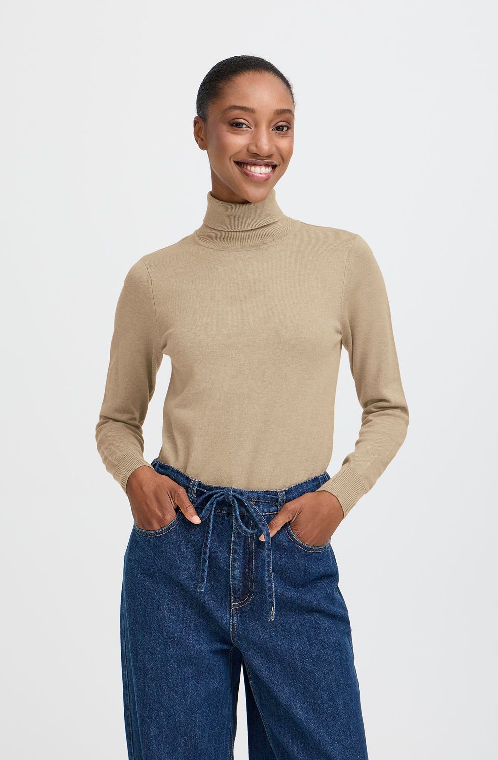 Hummus Melange Roll Neck Jumper