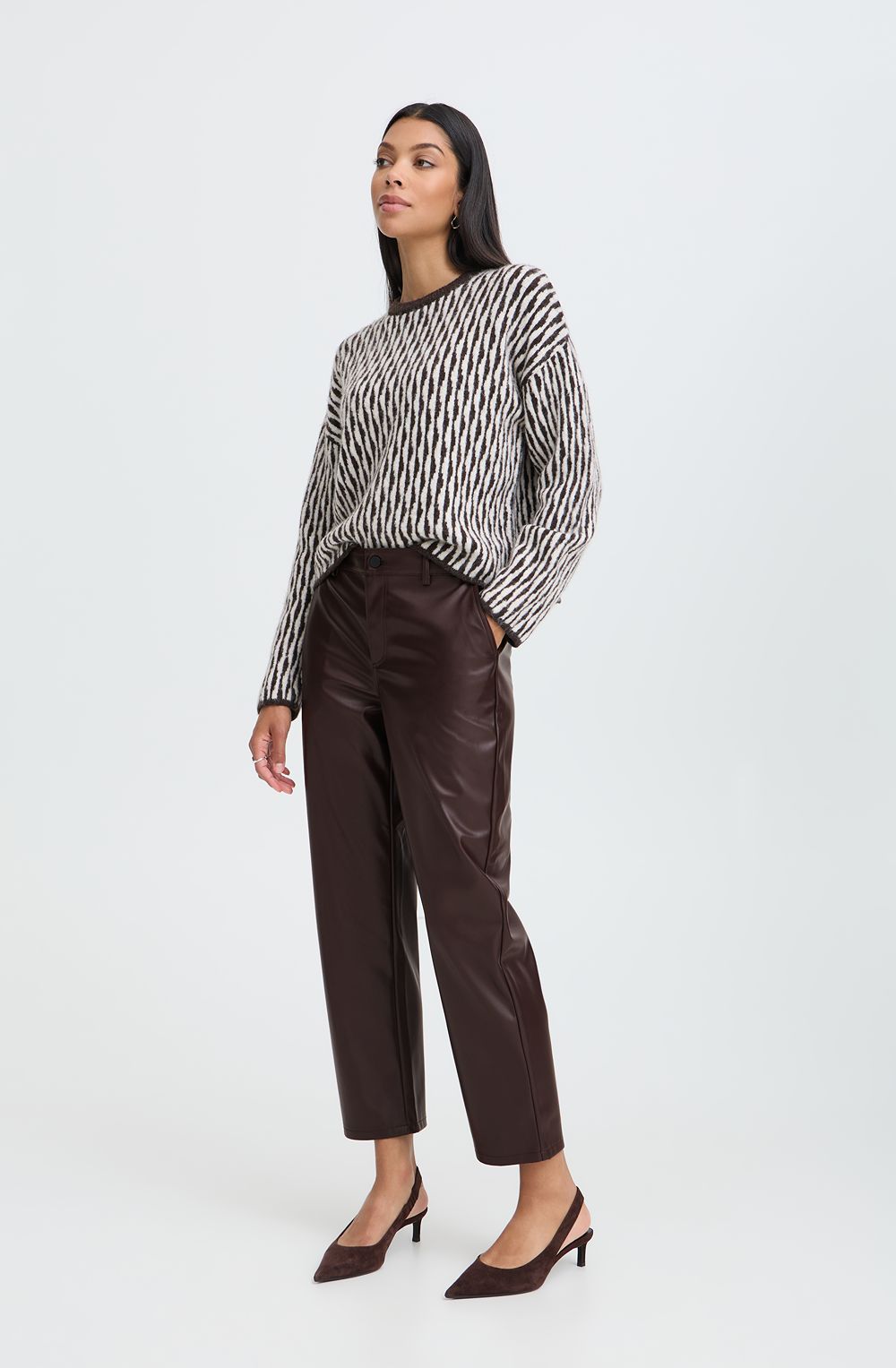 Java Brown Faux Leather Trousers