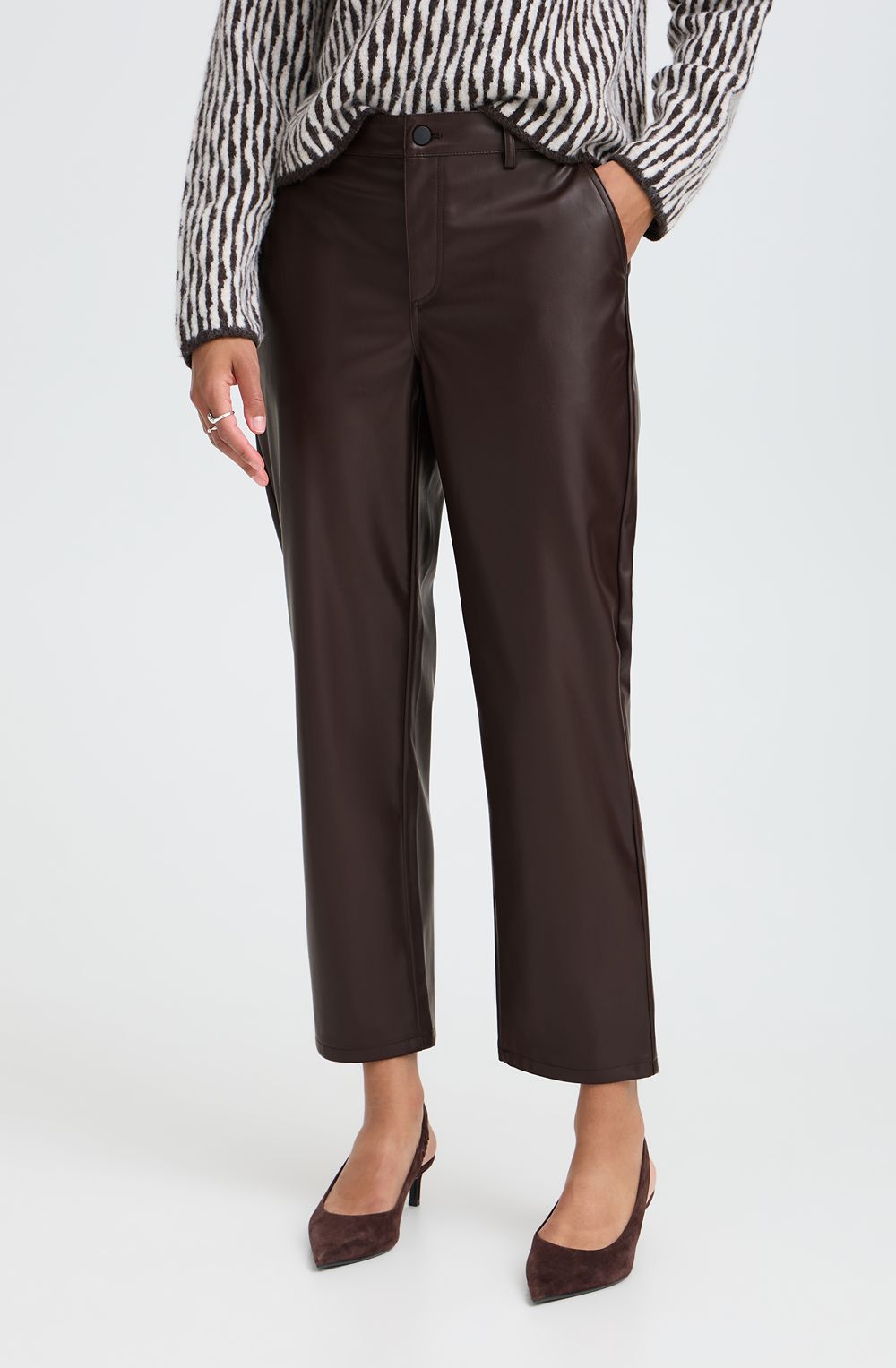 Java Brown Faux Leather Trousers