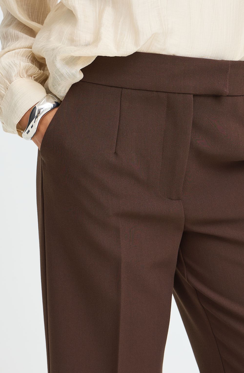 Java Brown Wide Leg Ankle Length Trousers