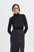 Black Fine Knit Roll Neck Jumper