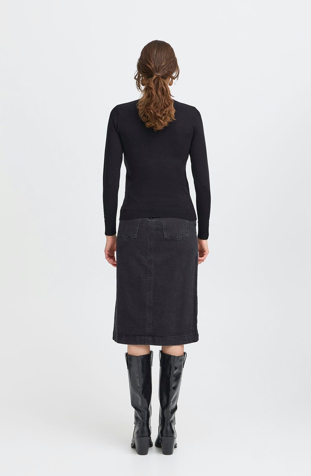 Black Fine Knit Roll Neck Jumper