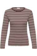 Birch and Brown Striped Ribbed Top