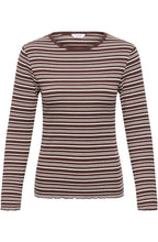 Birch and Brown Striped Ribbed Top