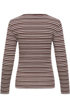 Birch and Brown Striped Ribbed Top