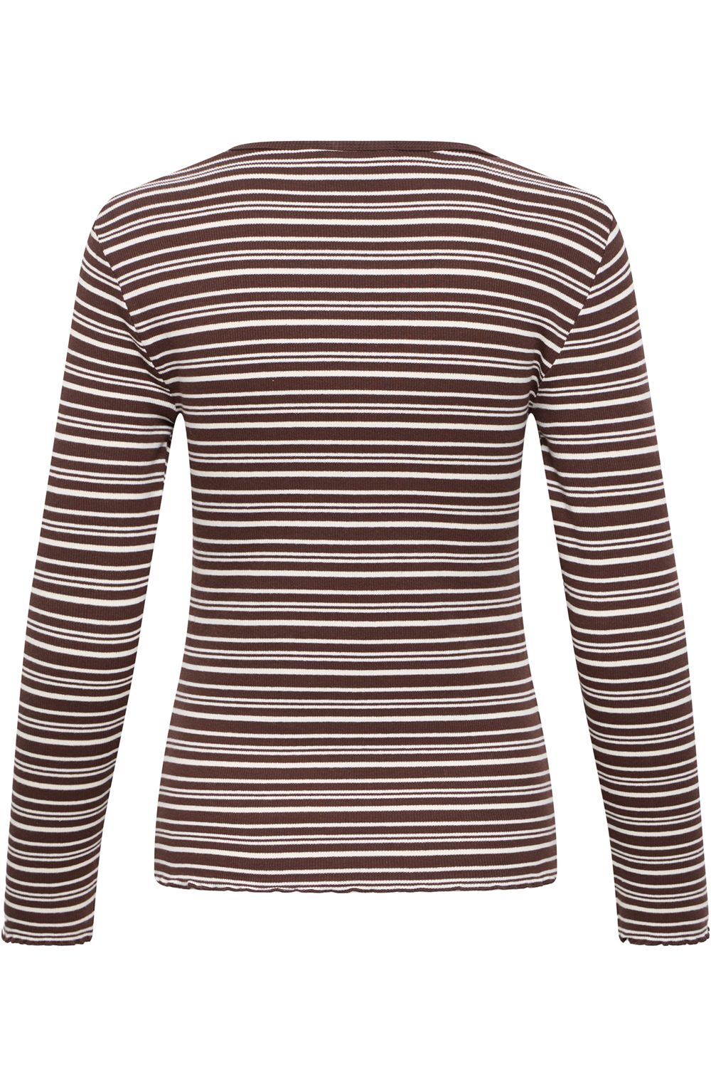 Birch and Brown Striped Ribbed Top