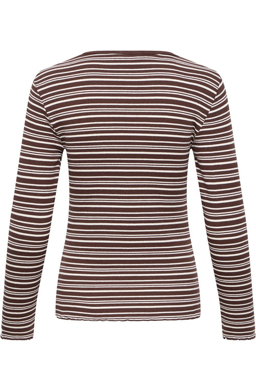 Birch and Brown Striped Ribbed Top