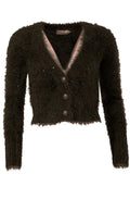 Cardigan shaggy knit liquorice