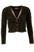 Cardigan shaggy knit liquorice
