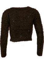 Cardigan shaggy knit liquorice