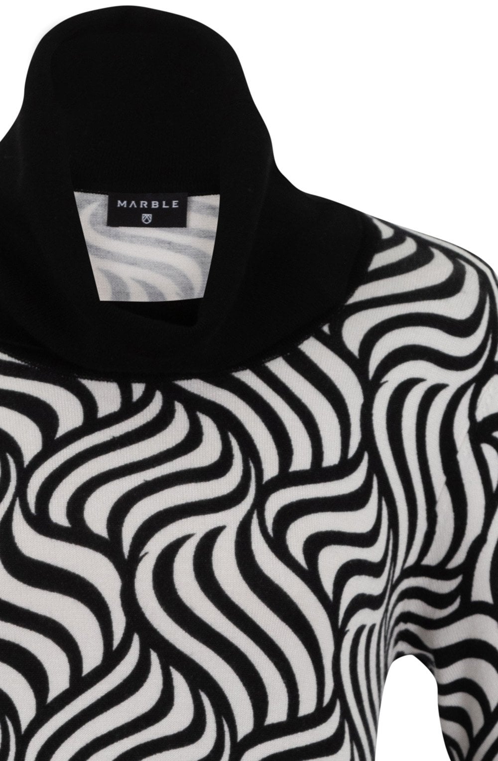 Cream and Black Marbled Roll Neck Jumper