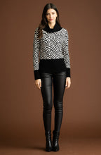 Cream and Black Marbled Roll Neck Jumper