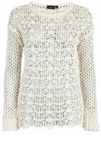 Cream crocheted knit sweater