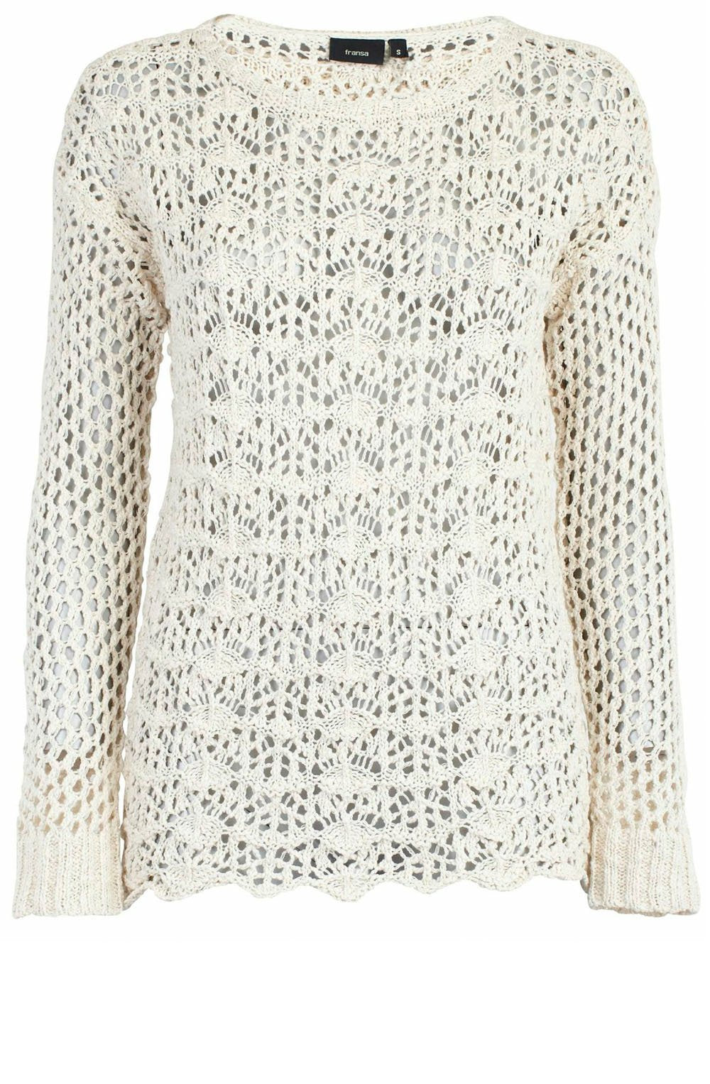 Cream crocheted knit sweater