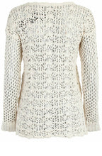Cream crocheted knit sweater