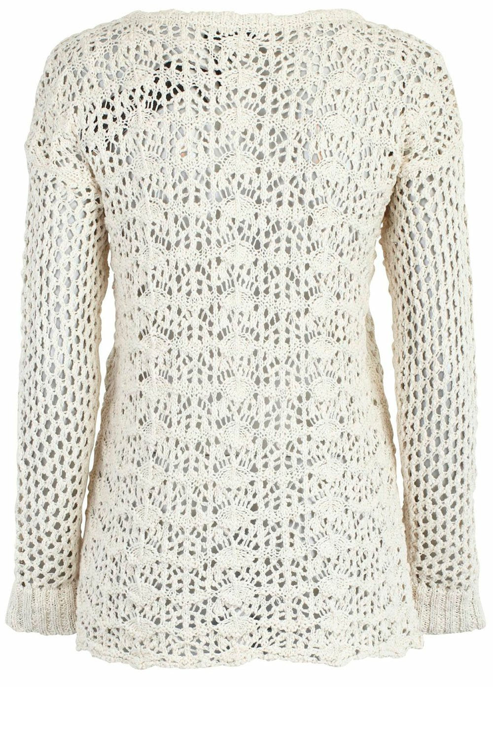 Cream crocheted knit sweater