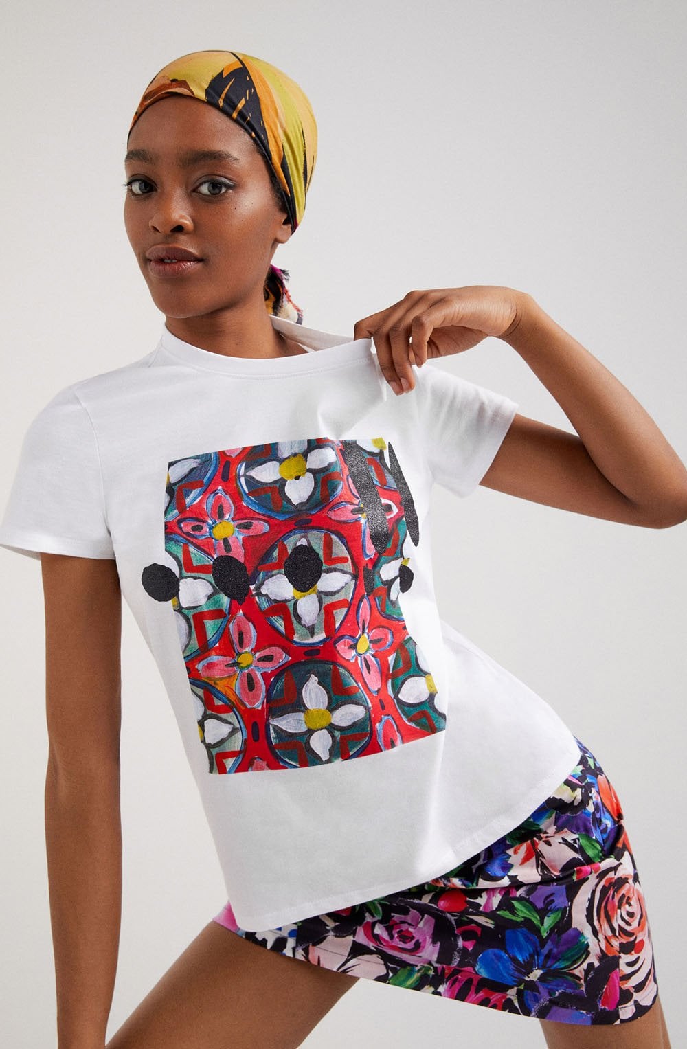 Abstract Floral and Sparkle T Shirt
