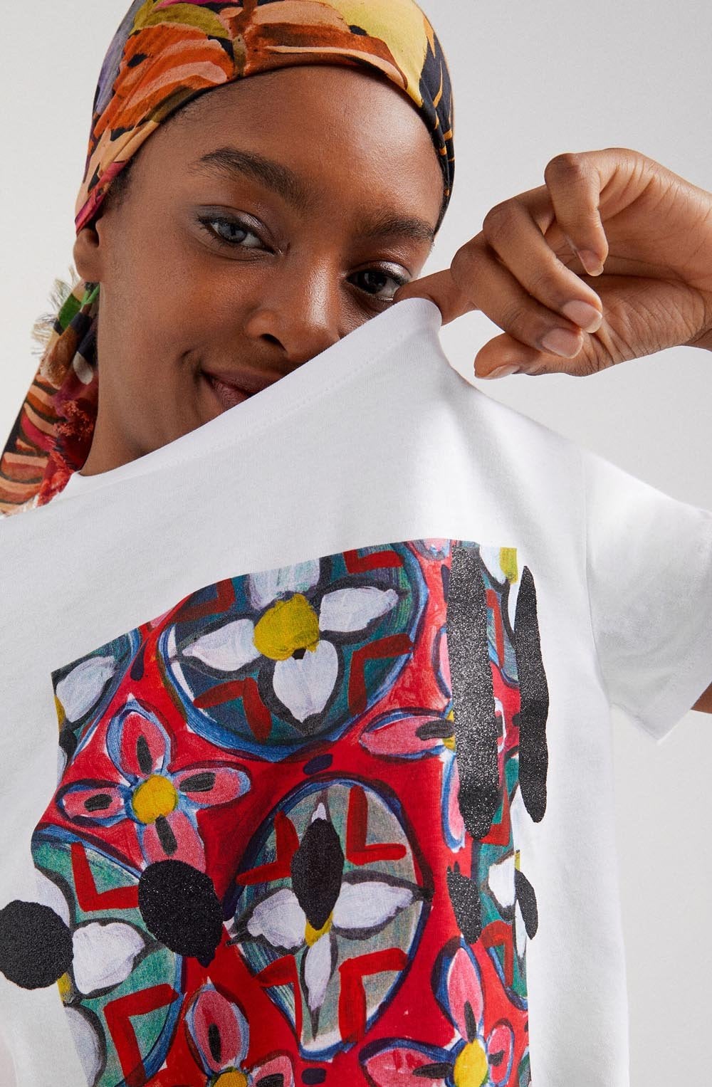 Abstract Floral and Sparkle T Shirt