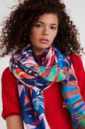 Abstract Frayed Hem Scarf
