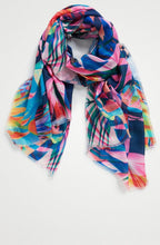 Abstract Frayed Hem Scarf
