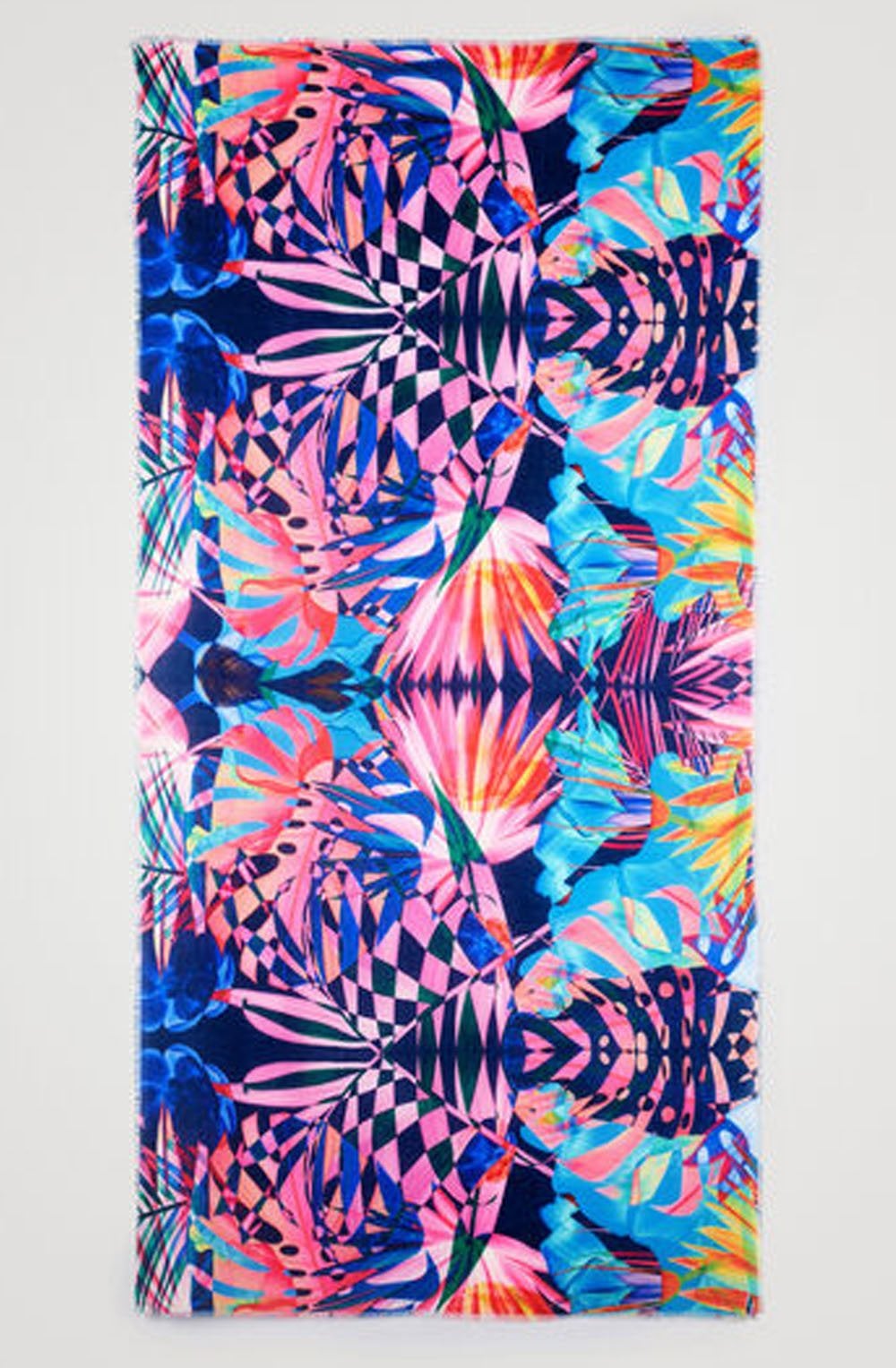 Abstract Frayed Hem Scarf