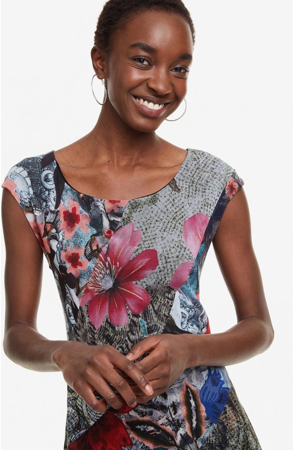 Asymmetric Patch Floral Dress Karuka
