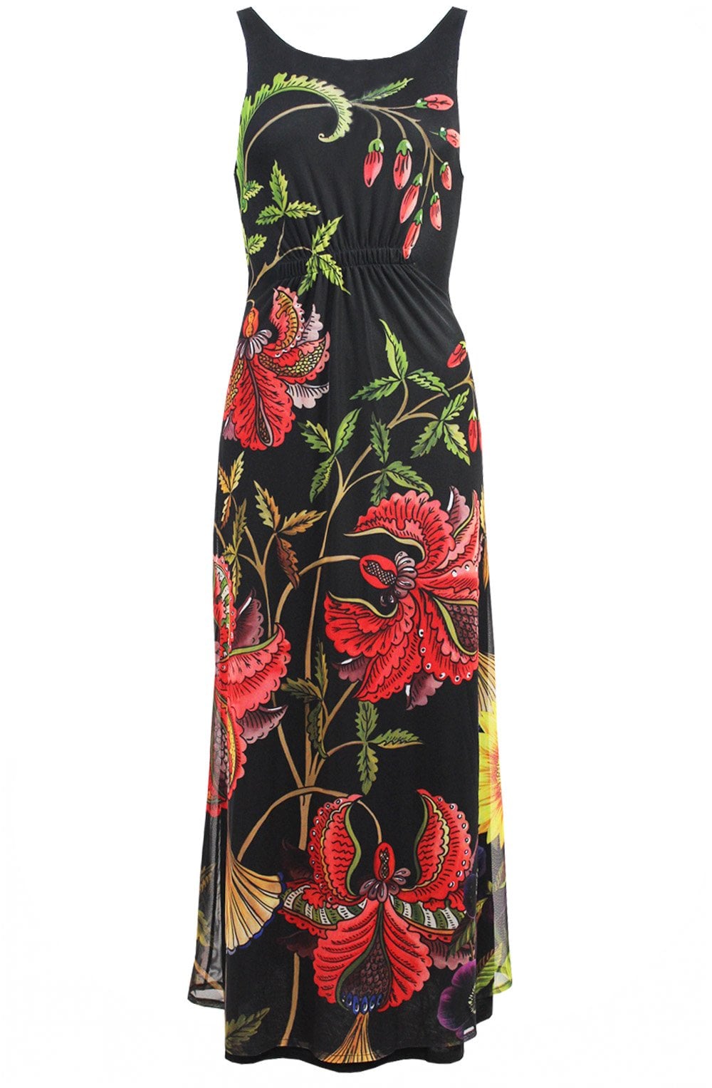 Black & Red Floral Maxi Dress