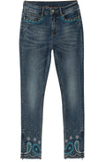 Blue Embroidered Detail Jeans